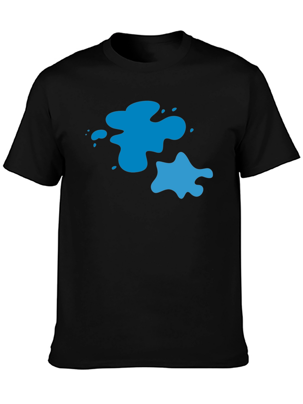 Cool Blue Splatter Graphic Tee - Black Casual T-Shirt
