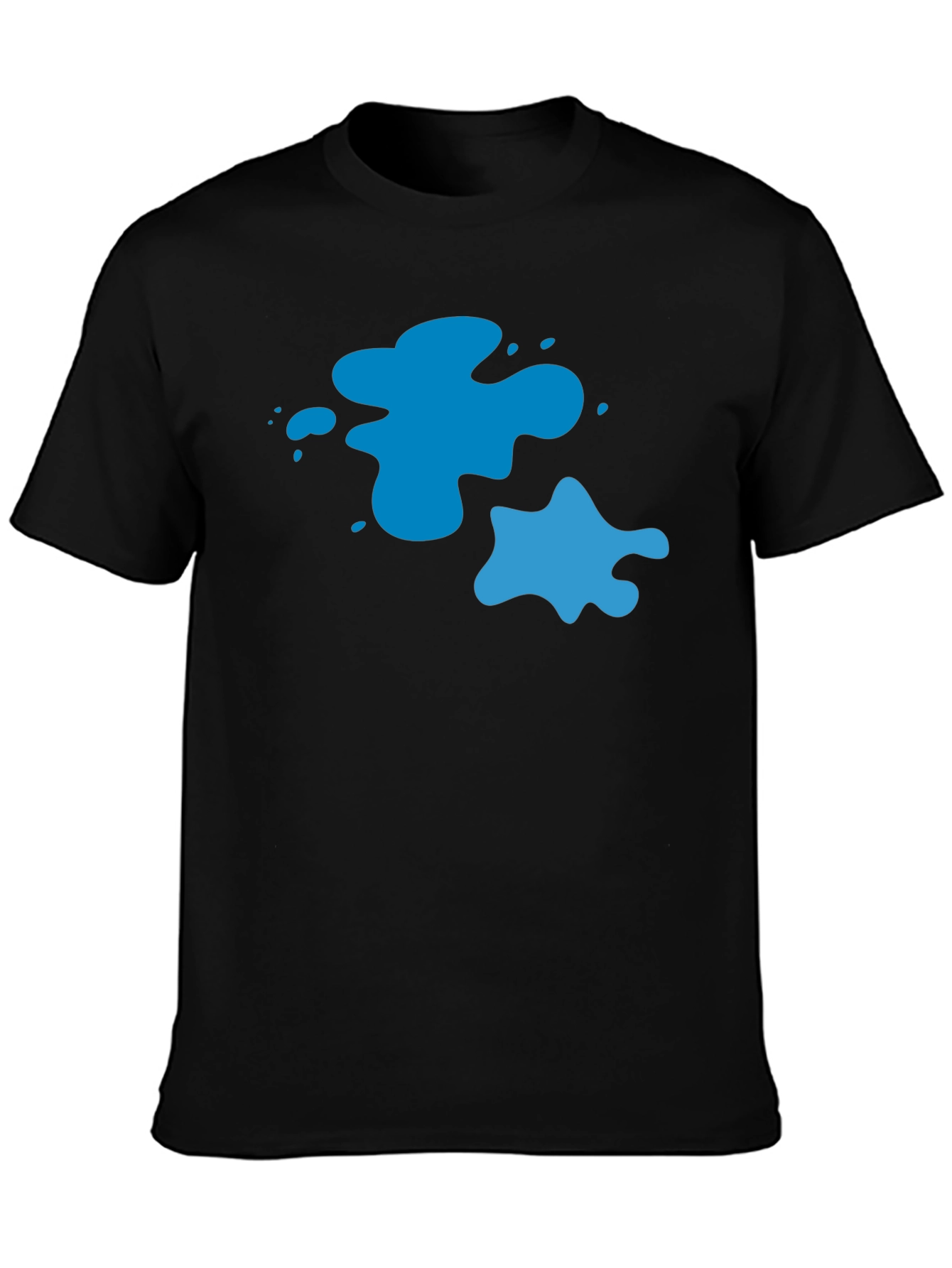 Cool Blue Splatter Graphic Tee - Black Casual T-Shirt