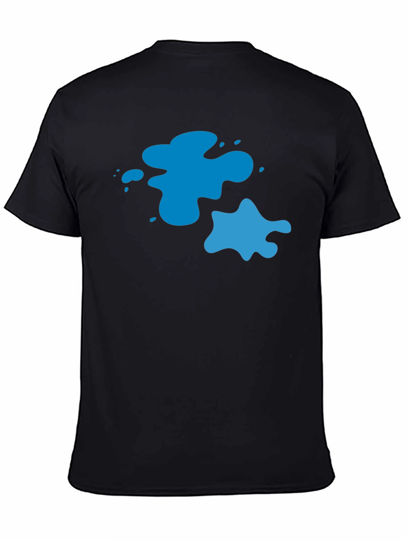 Cool Blue Splatter Graphic Tee - Black Casual T-Shirt