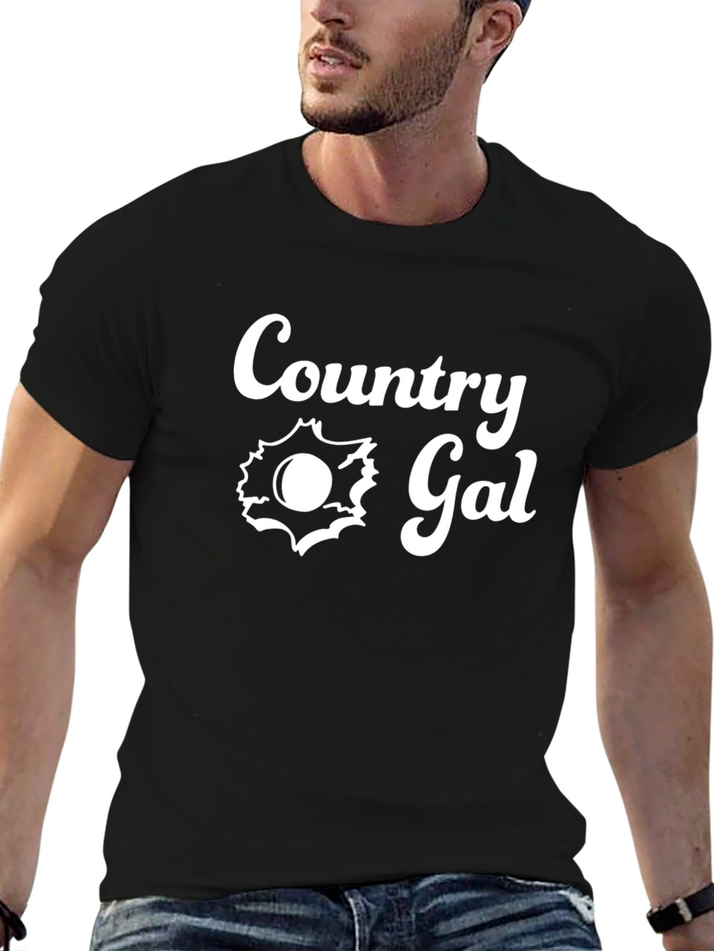 Country Gal T-Shirt - Black Tee with Graphic Print