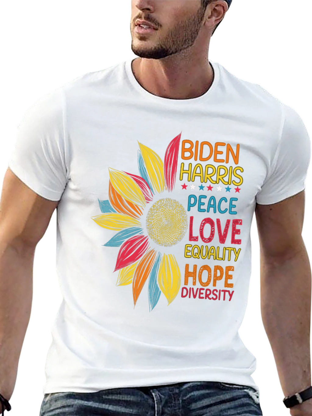 Biden Harris Peace Love Equality Graphic Tee
