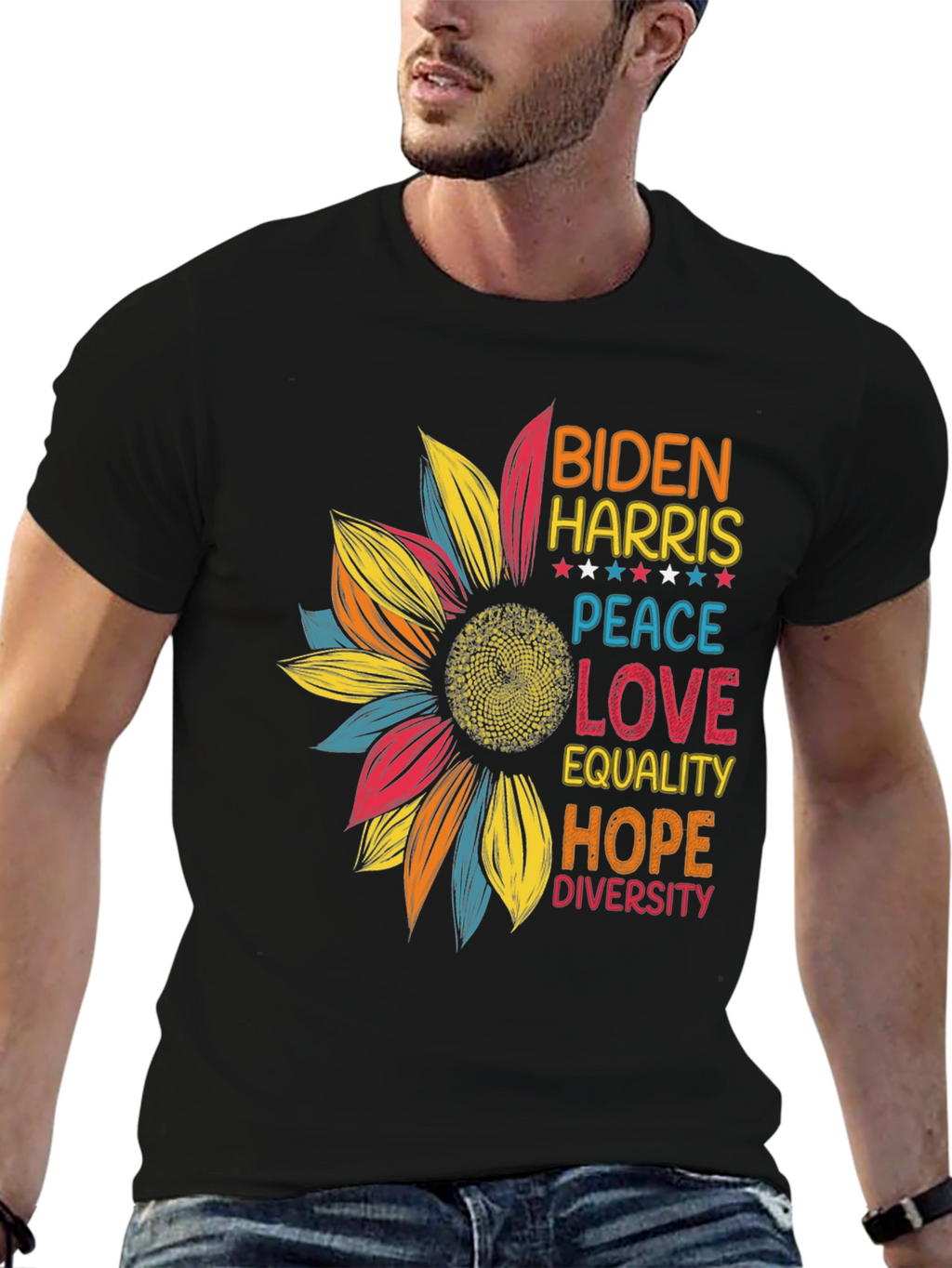 Biden Harris Peace Love Equality Graphic Tee