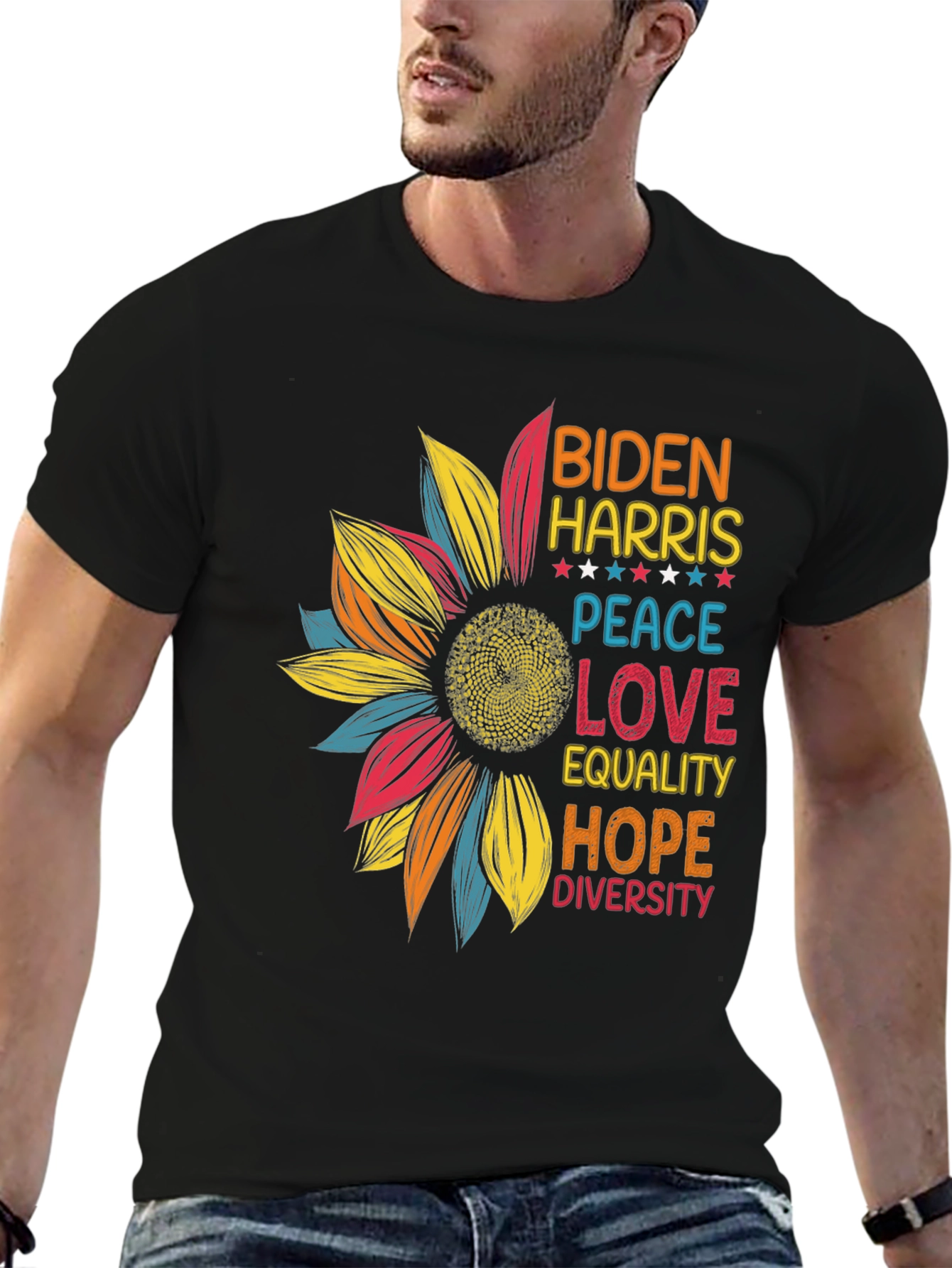 Biden Harris Peace Love Equality Graphic Tee