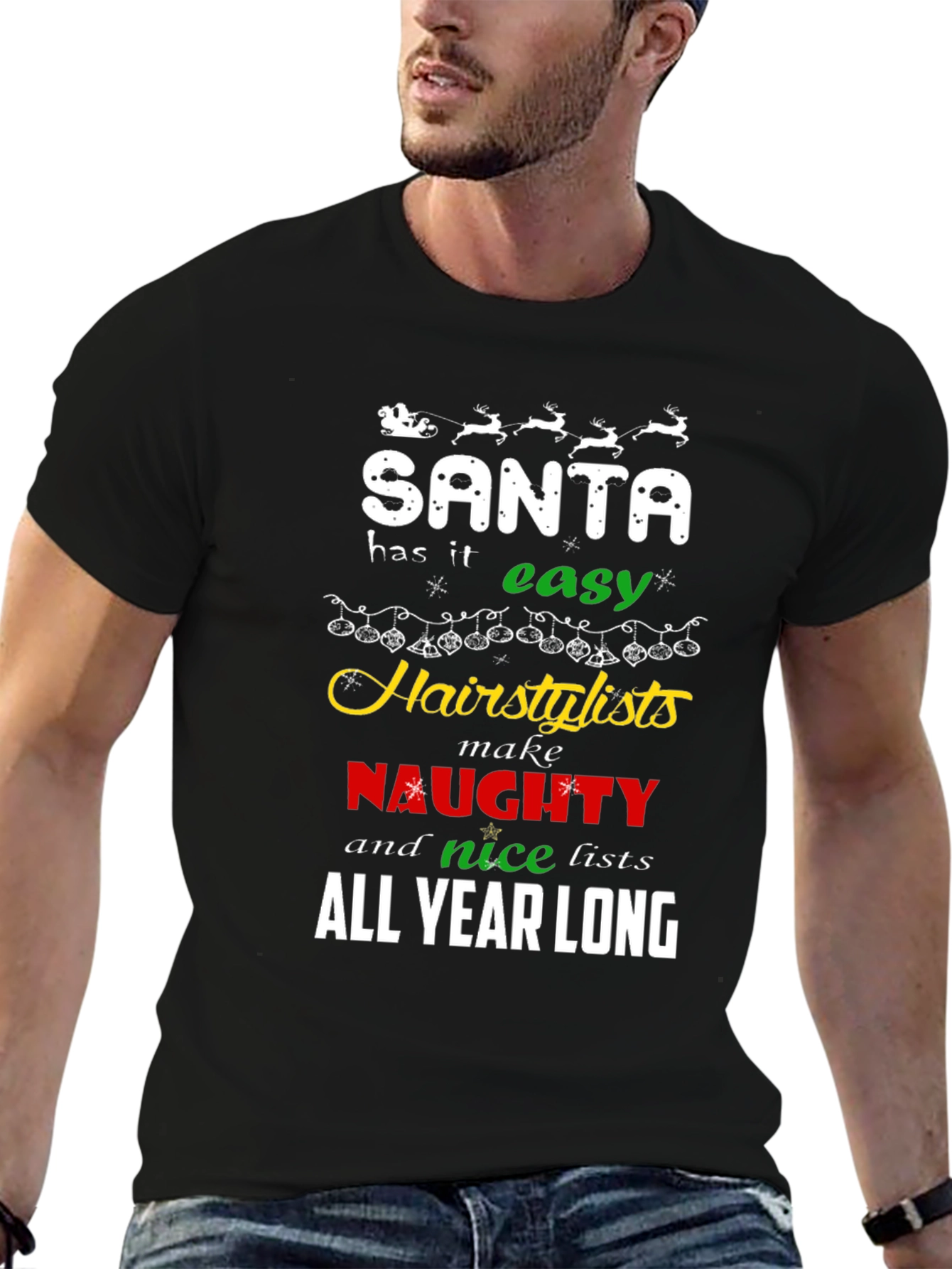 Santa Hair Stylist Christmas Graphic Tee