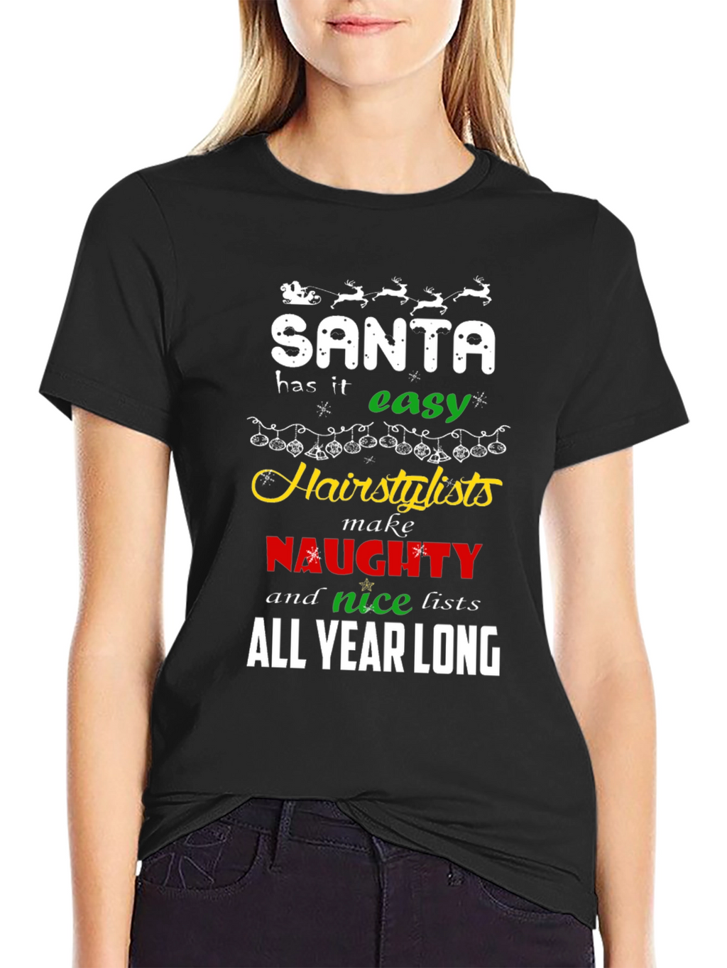 Santa Hair Stylist Christmas Graphic Tee