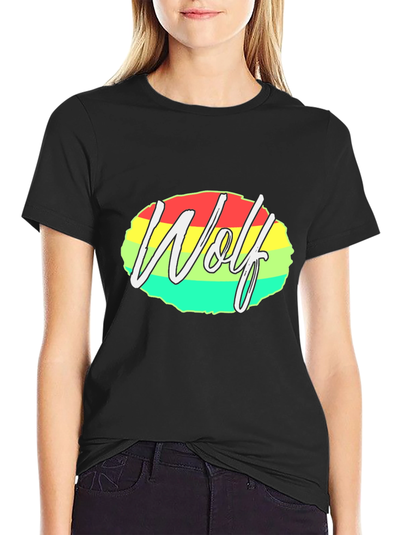 Wolf Graphic Tee - Rasta Colors