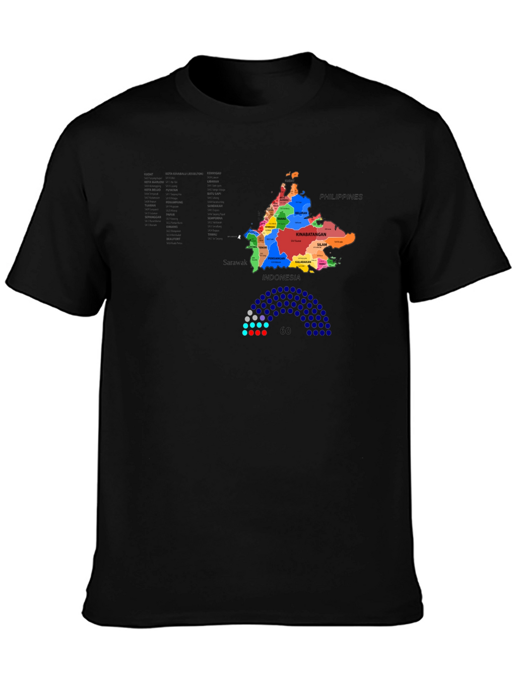 Sabah Map T-Shirt - Borneo Malaysia Design