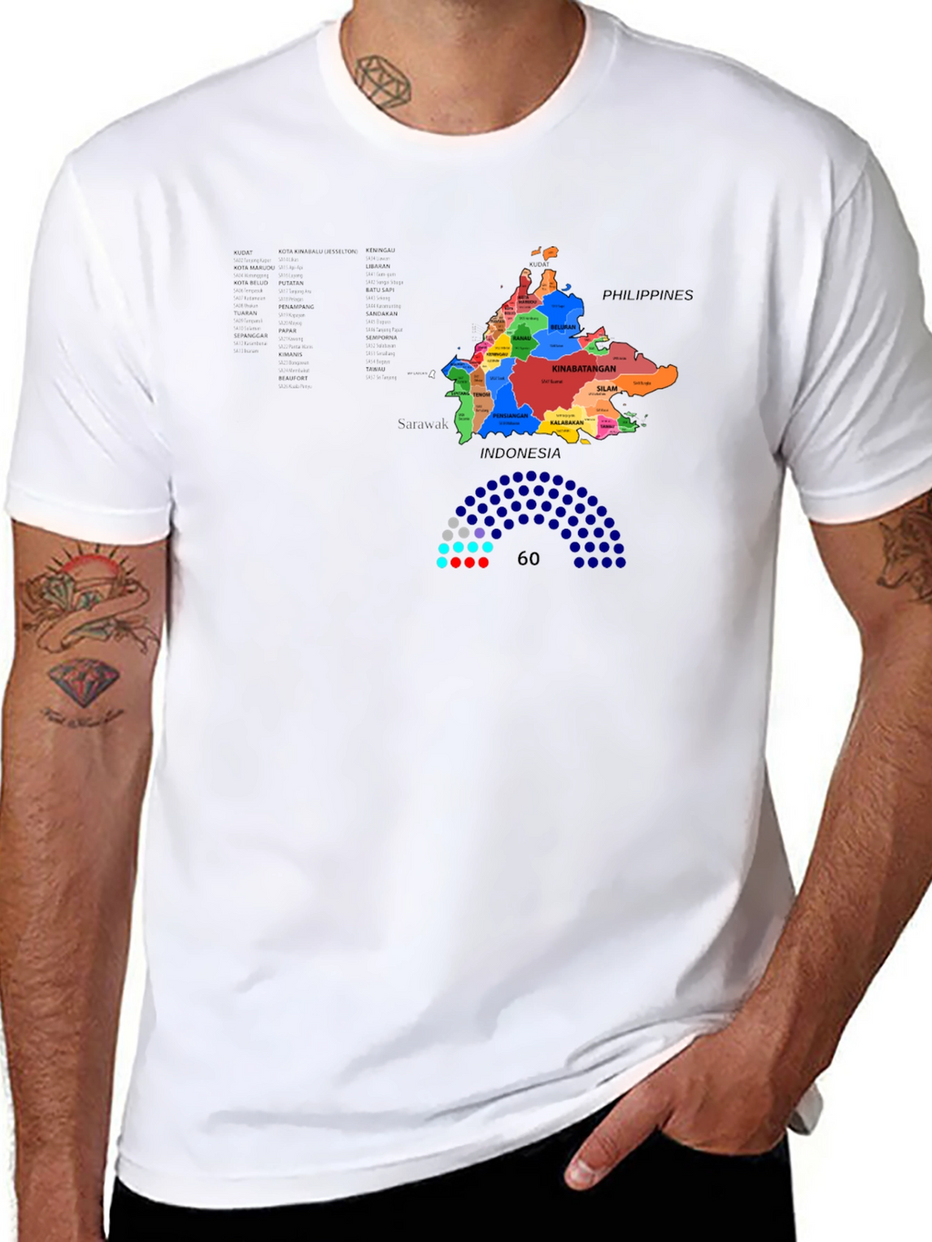 Sabah Map T-Shirt - Borneo Malaysia Design