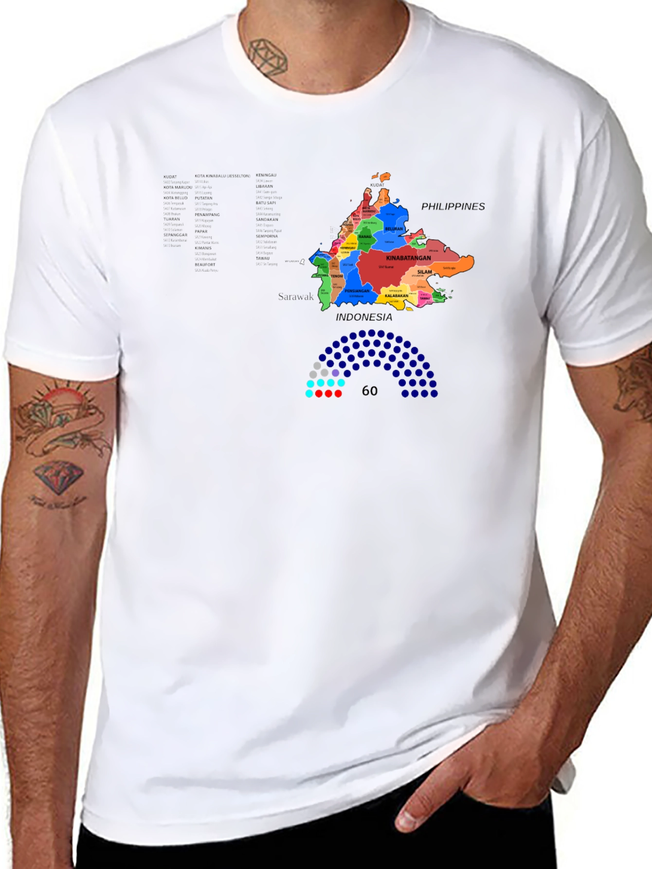 Sabah Map T-Shirt - Borneo Malaysia Design
