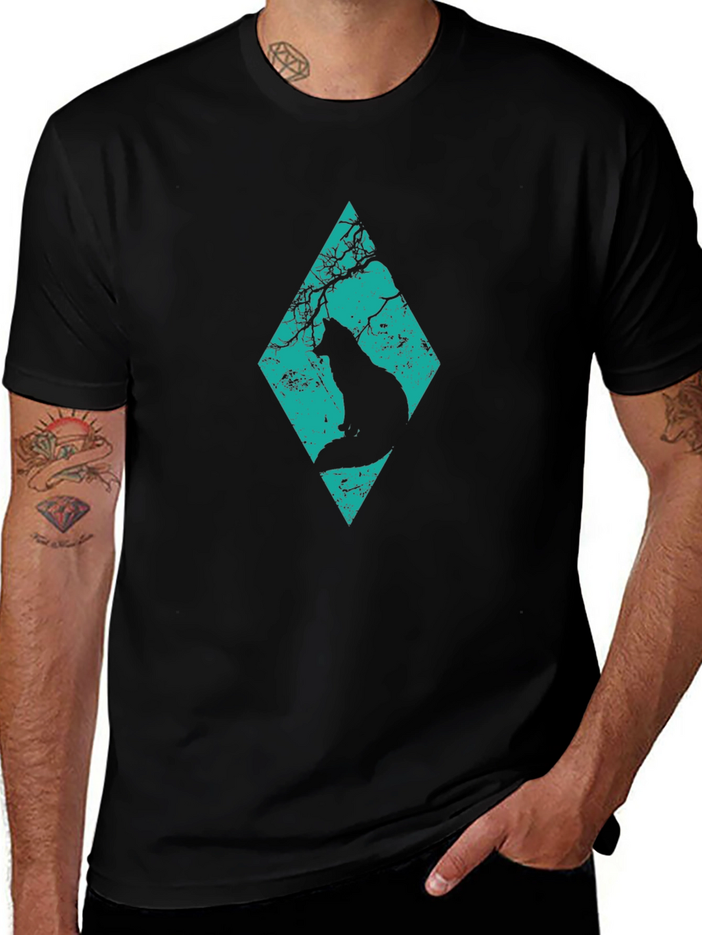Diamond Cat Silhouette Graphic Tee