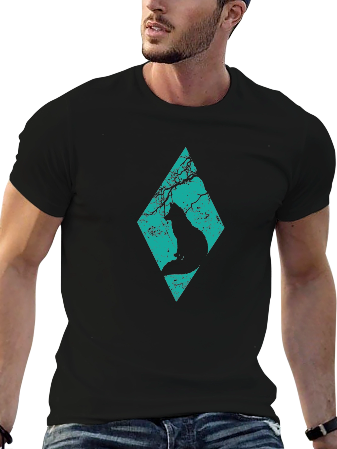 Diamond Cat Silhouette Graphic Tee