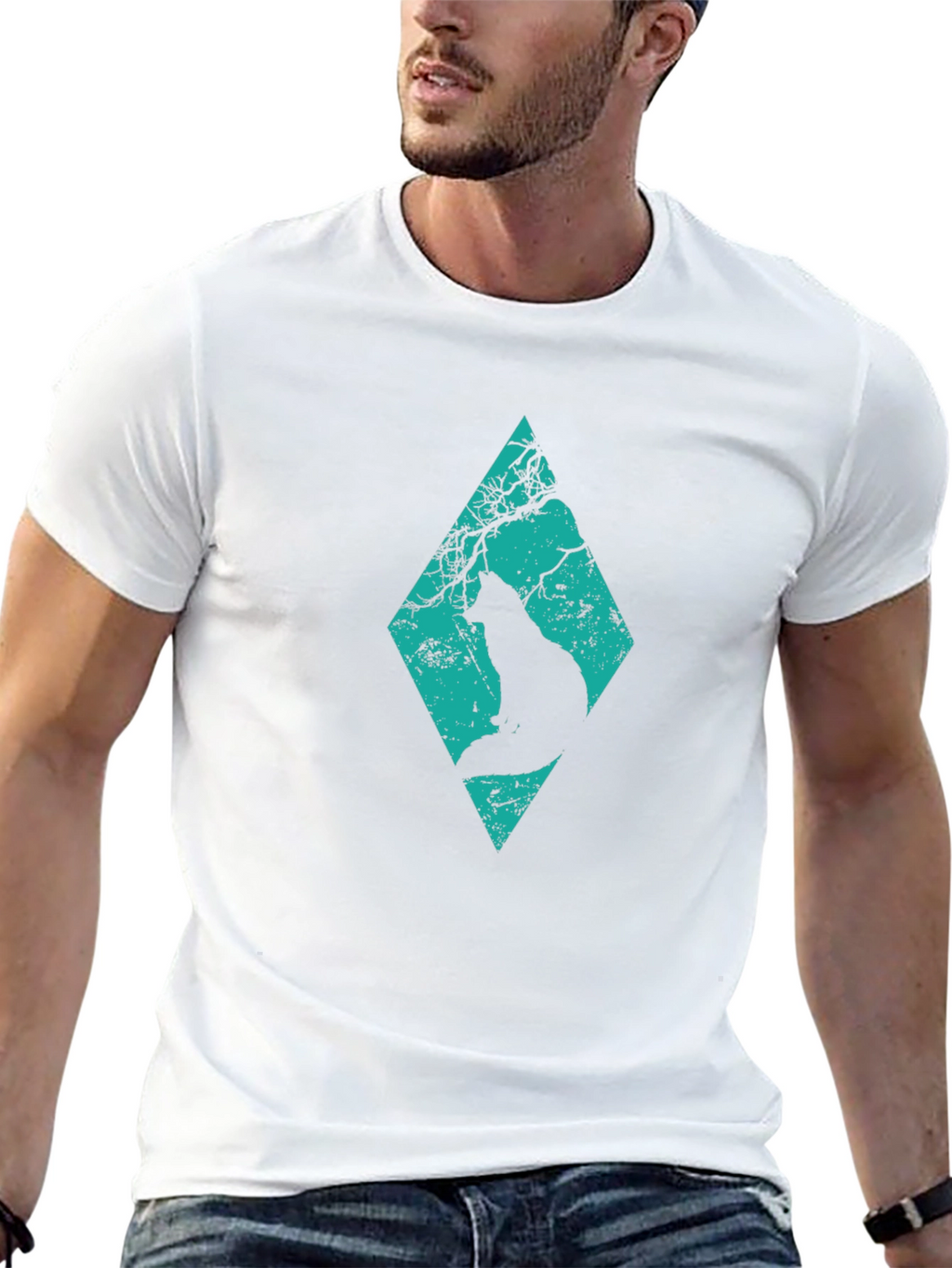 Diamond Cat Silhouette Graphic Tee