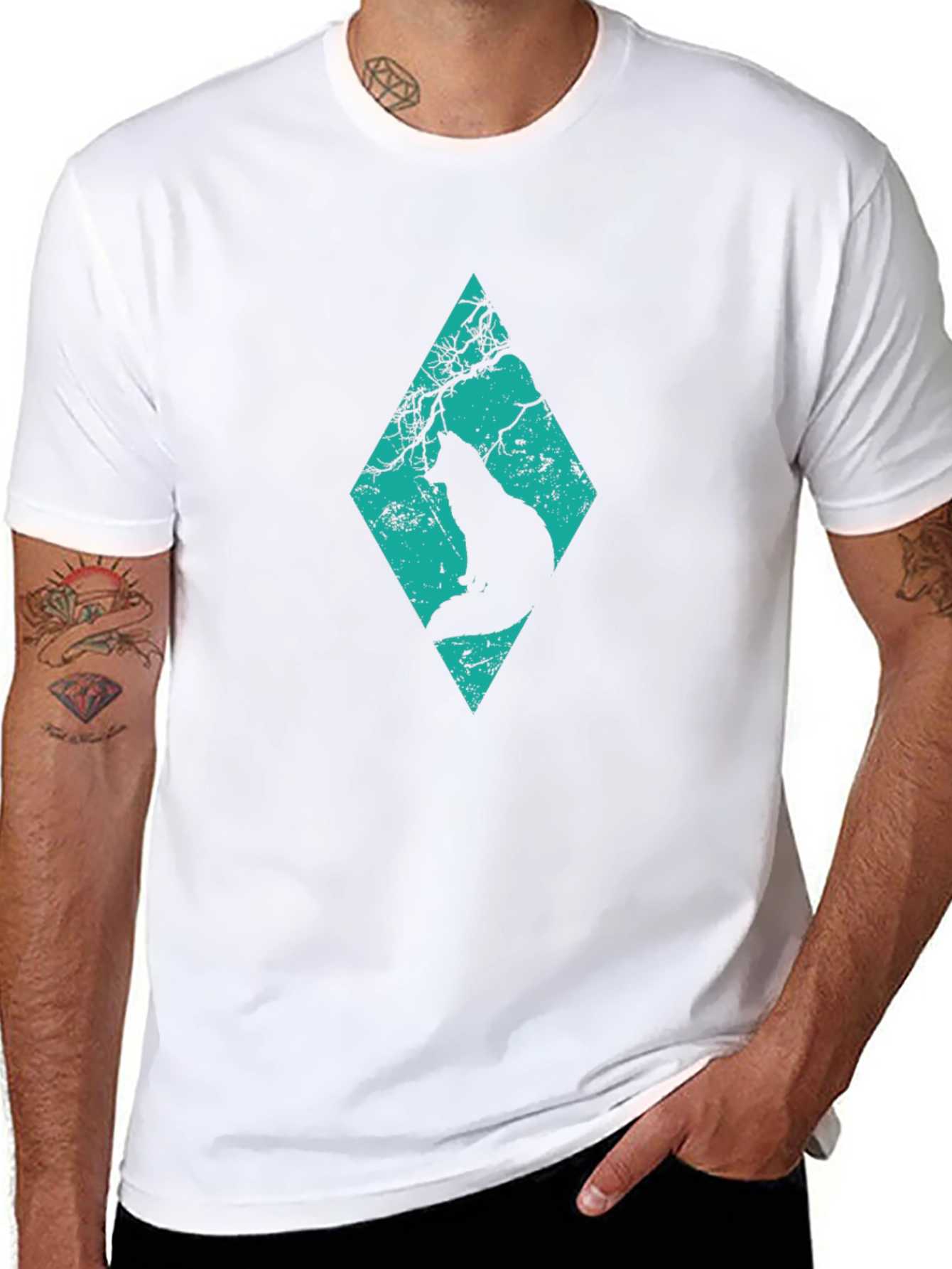 Diamond Cat Silhouette Graphic Tee