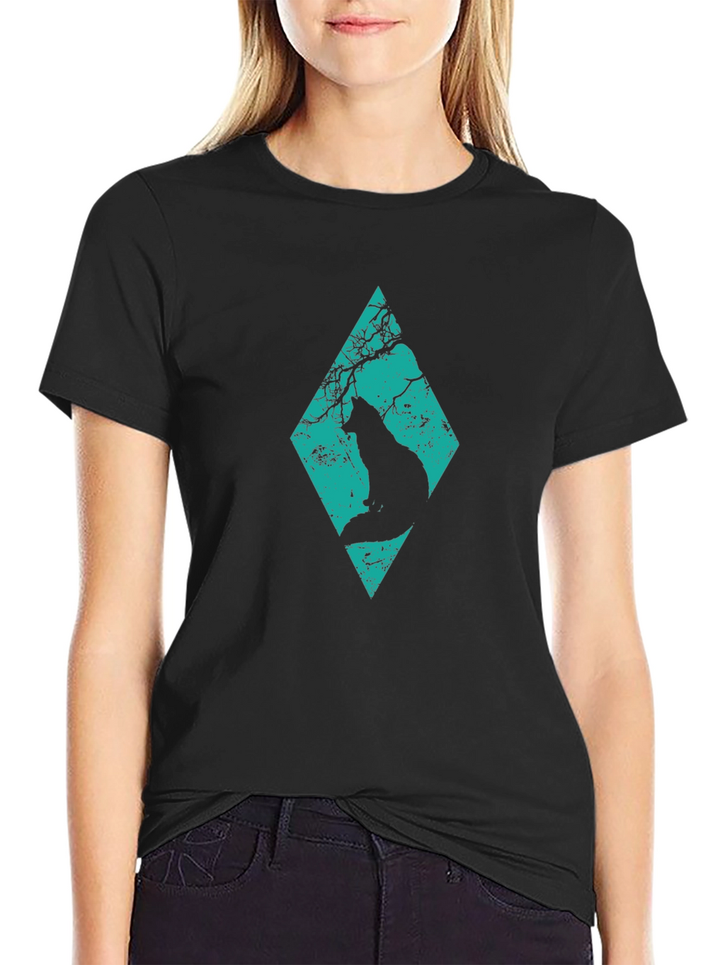 Diamond Cat Silhouette Graphic Tee