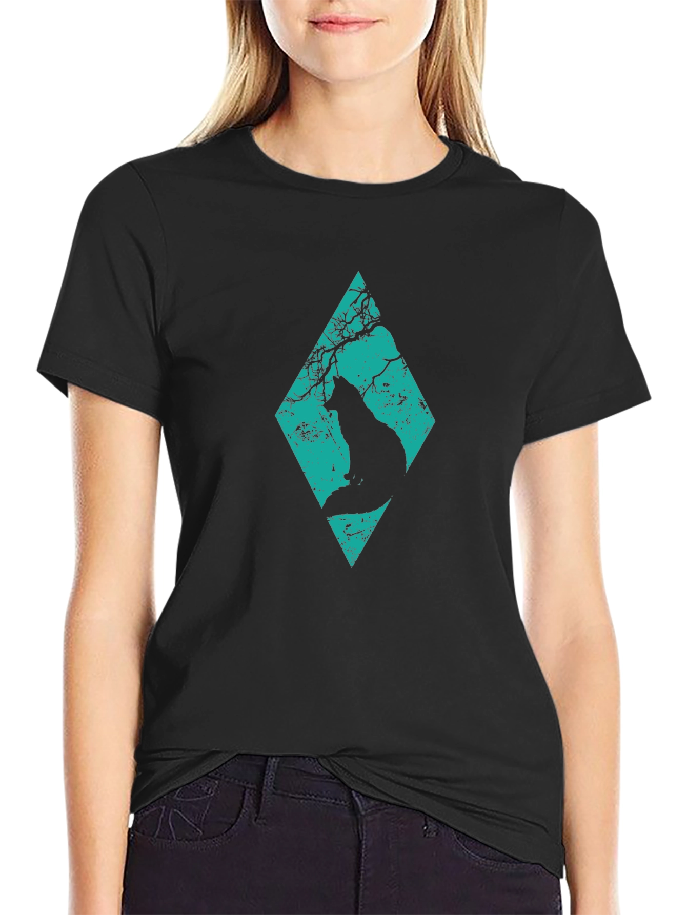 Diamond Cat Silhouette Graphic Tee