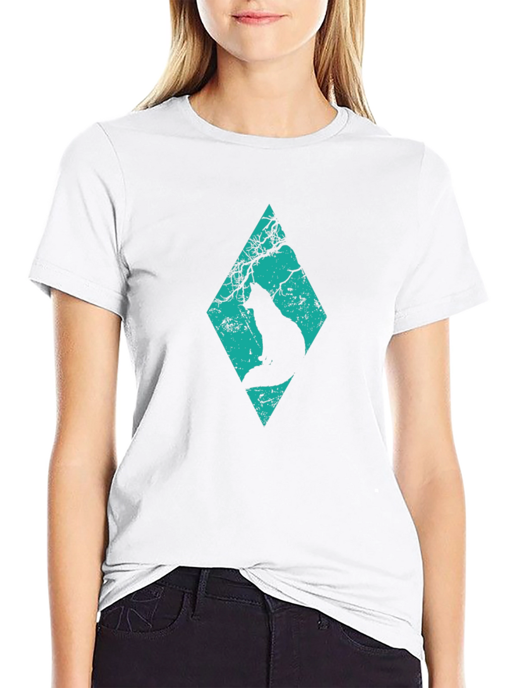 Diamond Cat Silhouette Graphic Tee