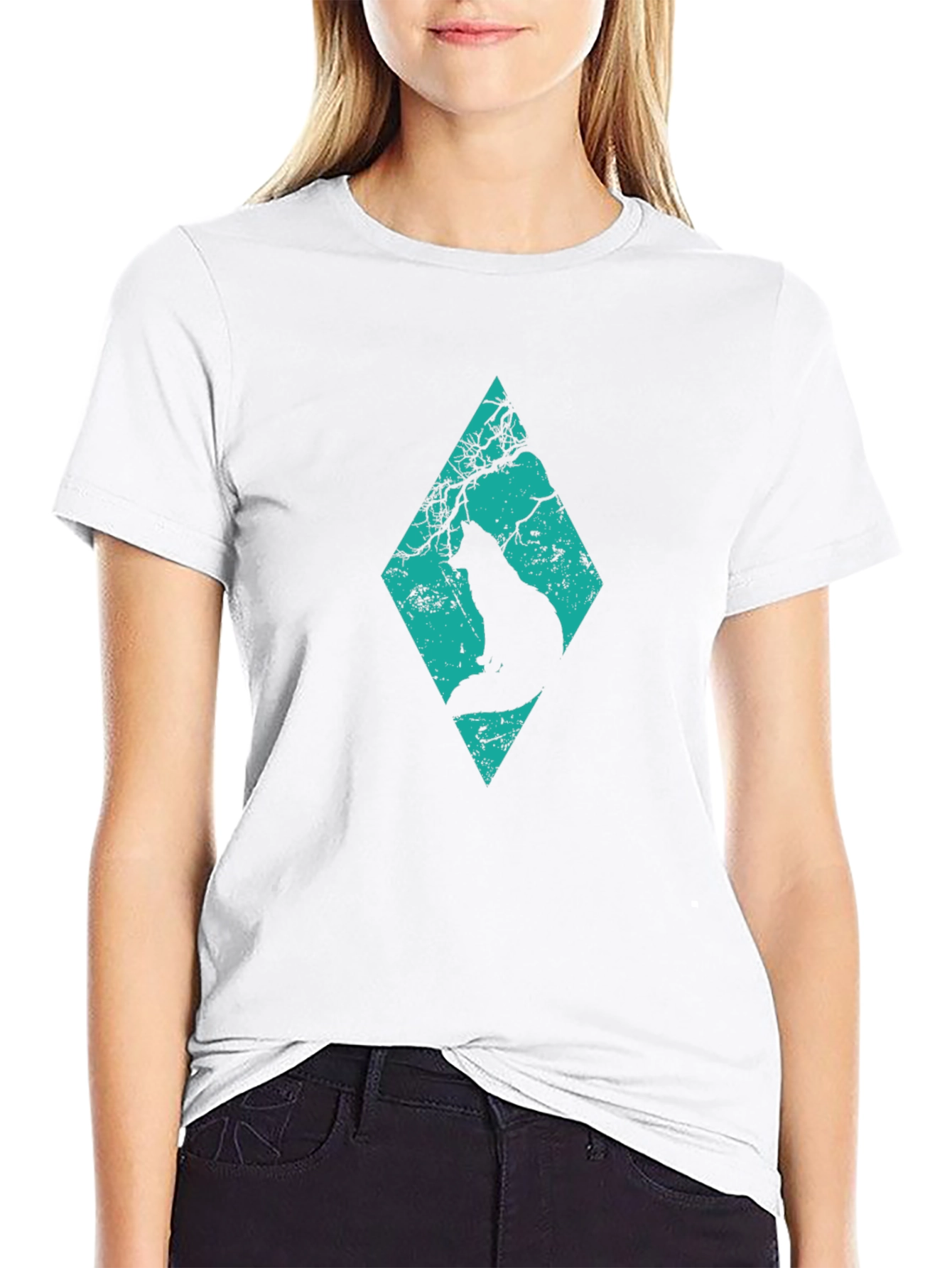 Diamond Cat Silhouette Graphic Tee
