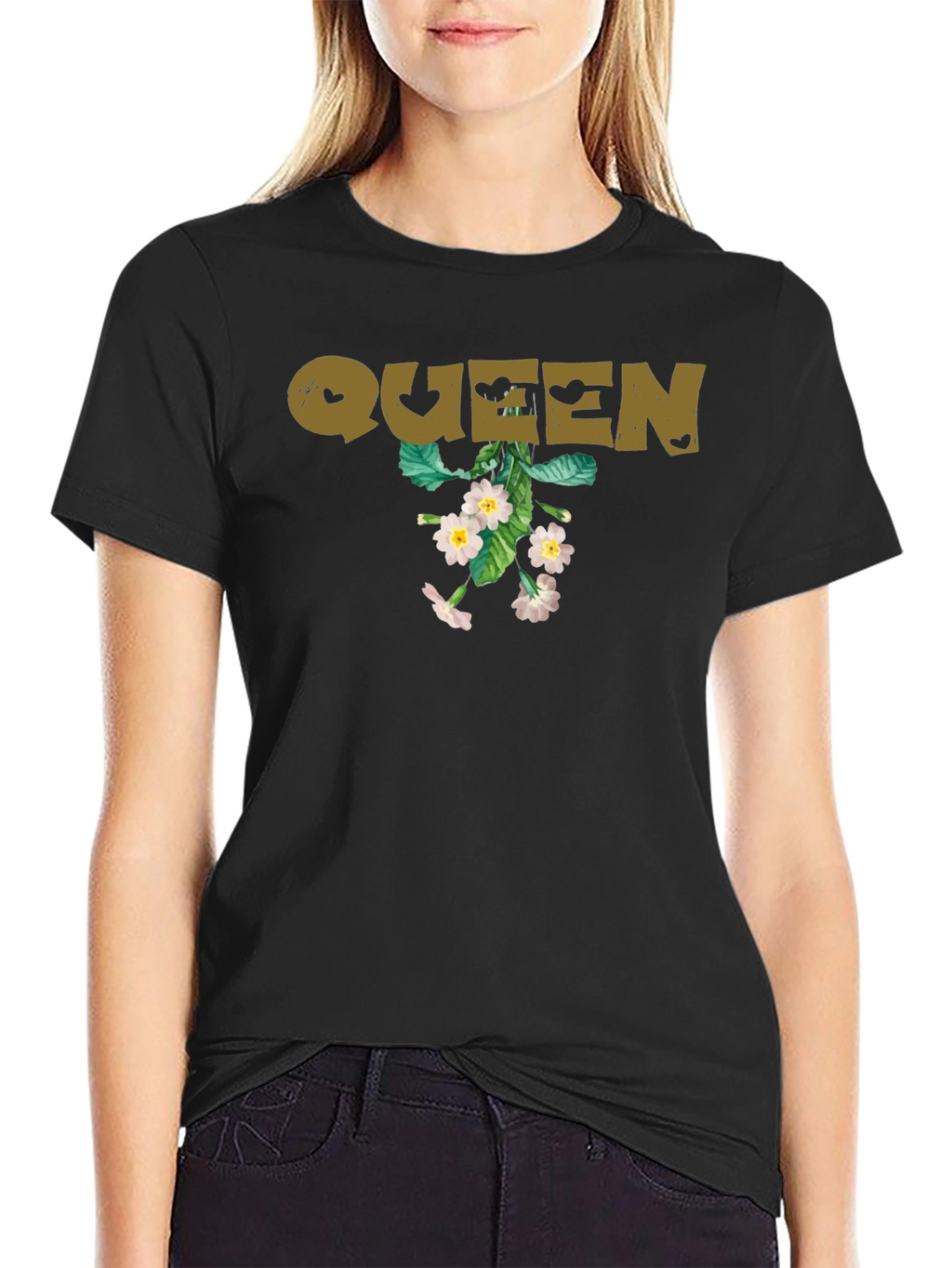 Queen Floral Graphic Tee - Black