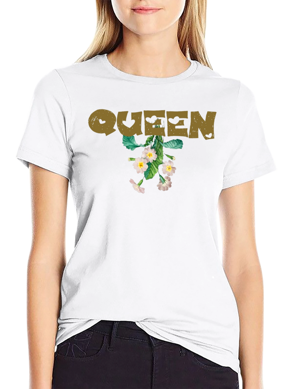Queen Floral Graphic Tee - Black