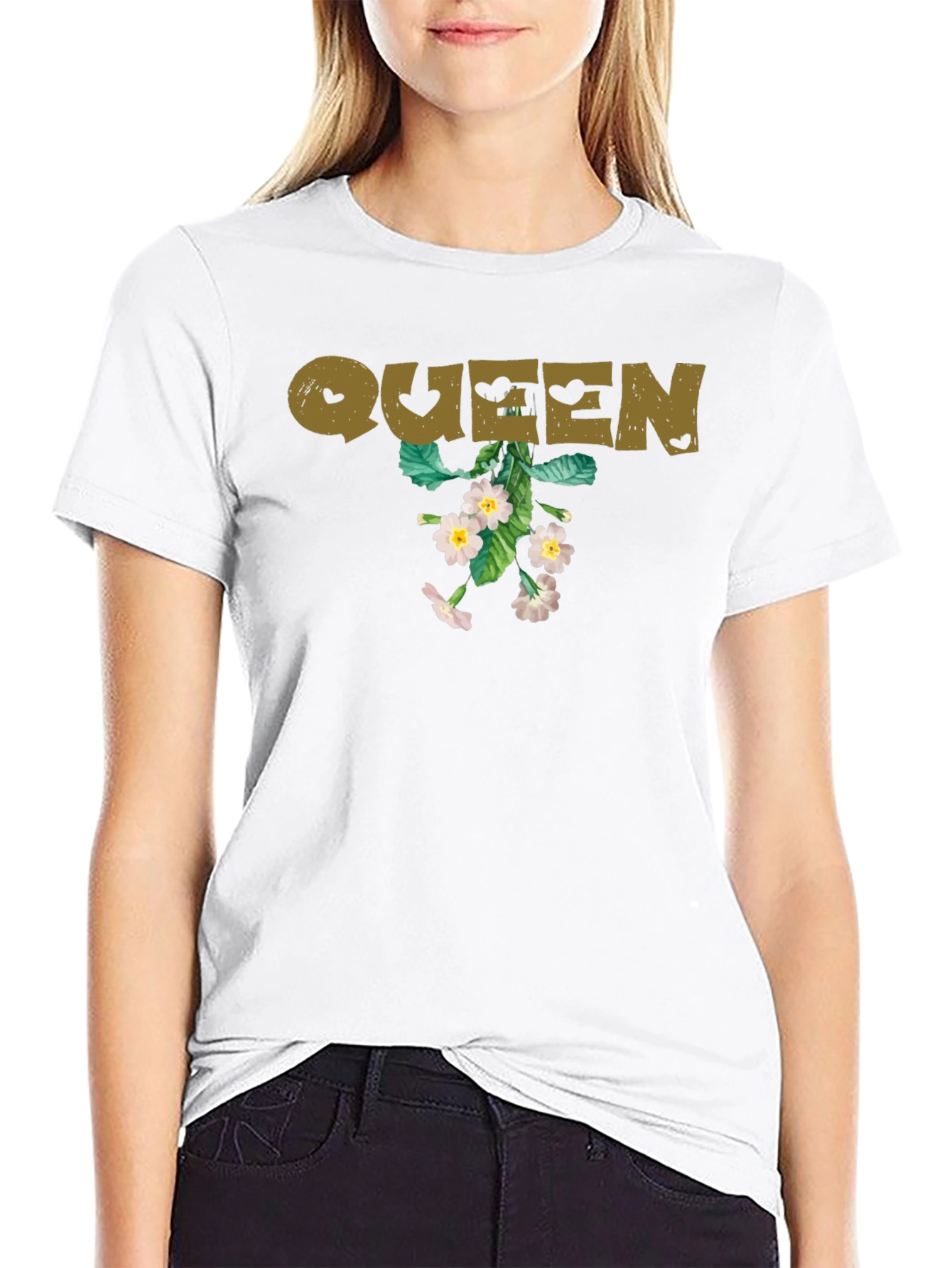 Queen Floral Graphic Tee - Black
