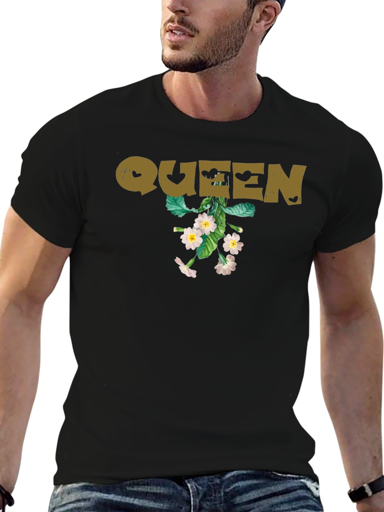 Queen Floral Graphic Tee - Black