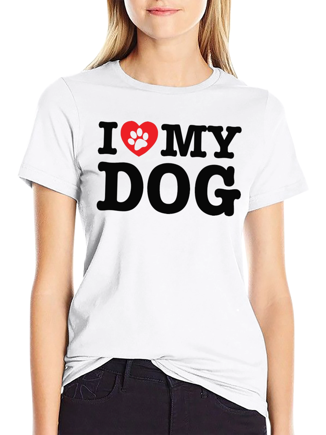 I Love My Dog Paw Print Heart T-Shirt