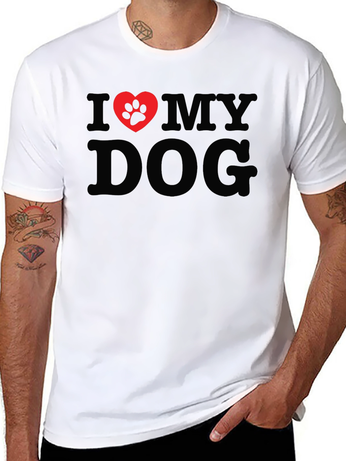 I Love My Dog Paw Print Heart T-Shirt