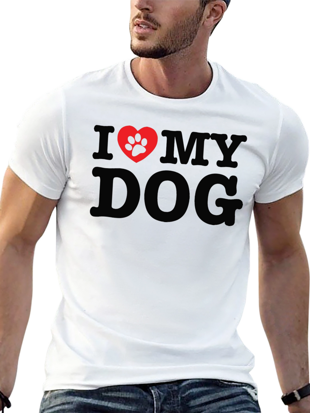 I Love My Dog Paw Print Heart T-Shirt