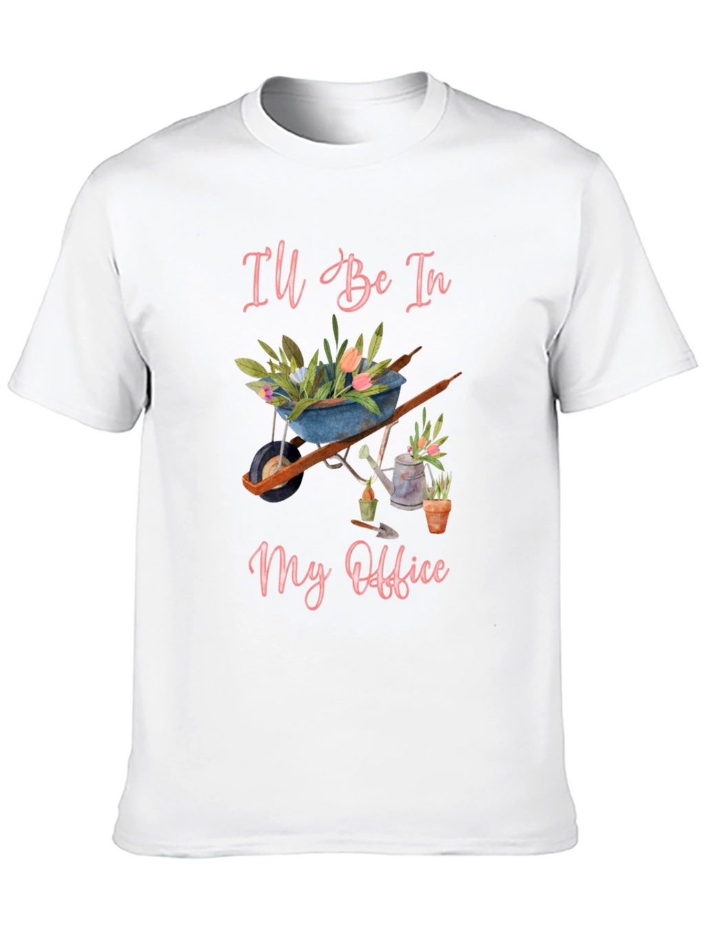 Gardeners Office T-Shirt - Floral Wheelbarrow Design