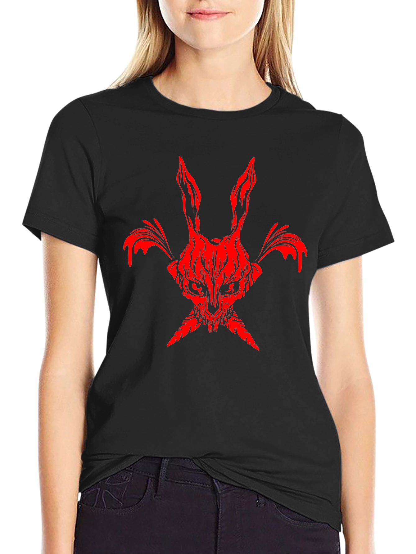 Red Rabbit Graphic Black Tee