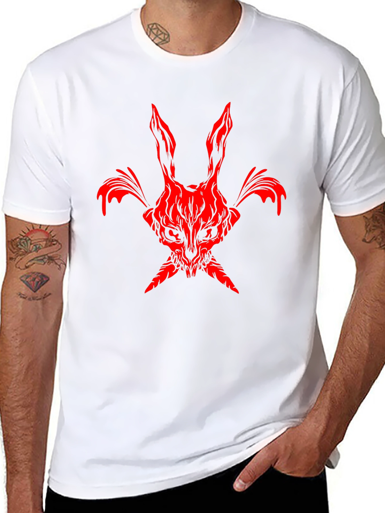 Red Rabbit Graphic Black Tee