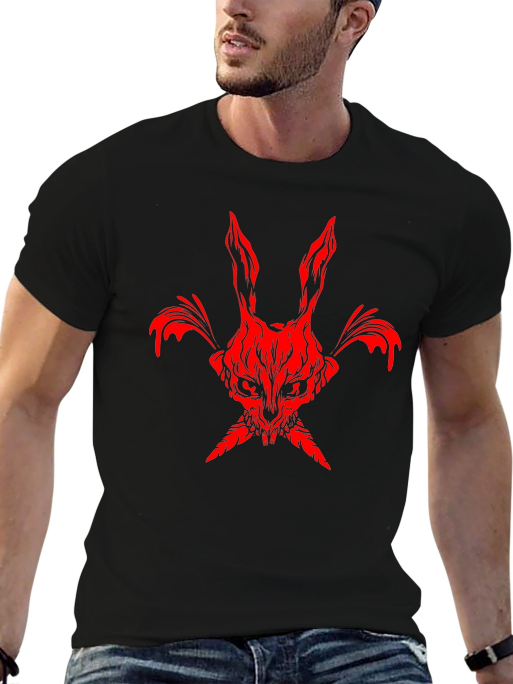 Red Rabbit Graphic Black Tee