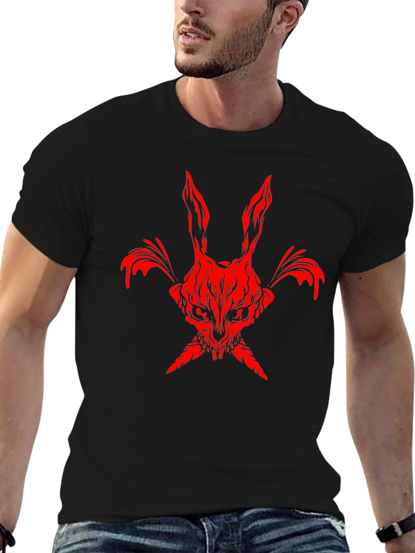 Red Rabbit Graphic Black Tee