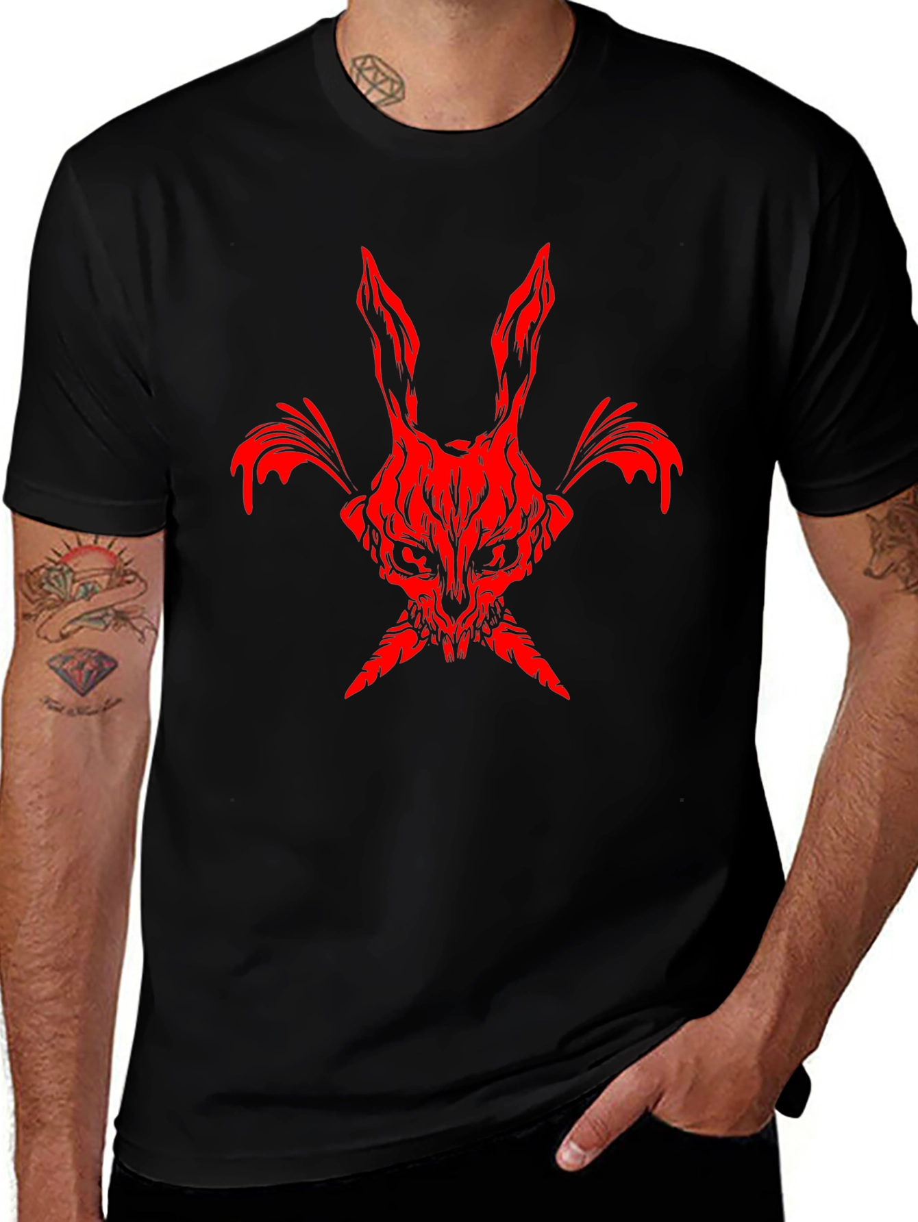 Red Rabbit Graphic Black Tee