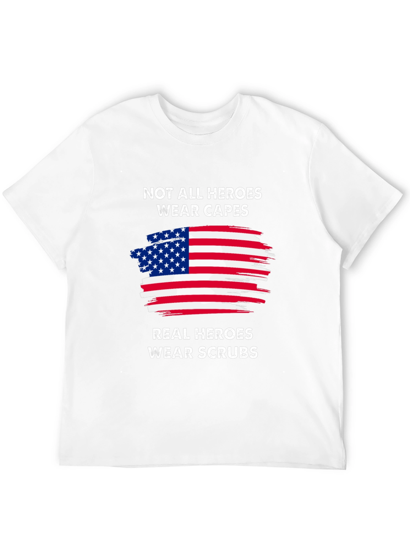 Heroes Wear Scrubs Graphic Tee - Patriotic Nurse/Doctor Shirt