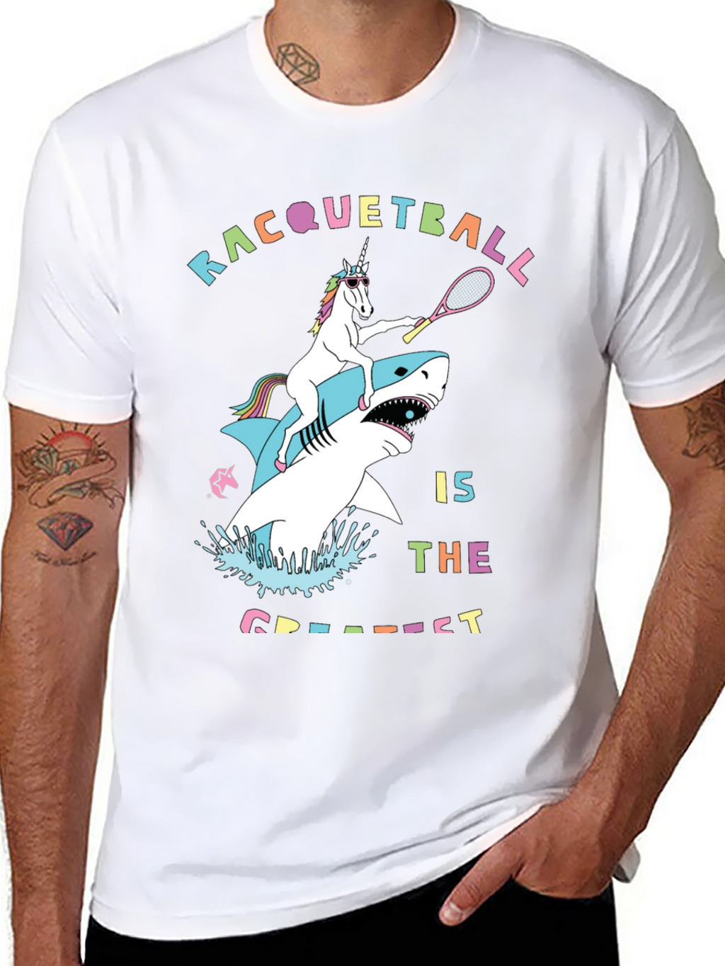 Racquetball Unicorn Shark Graphic Tee