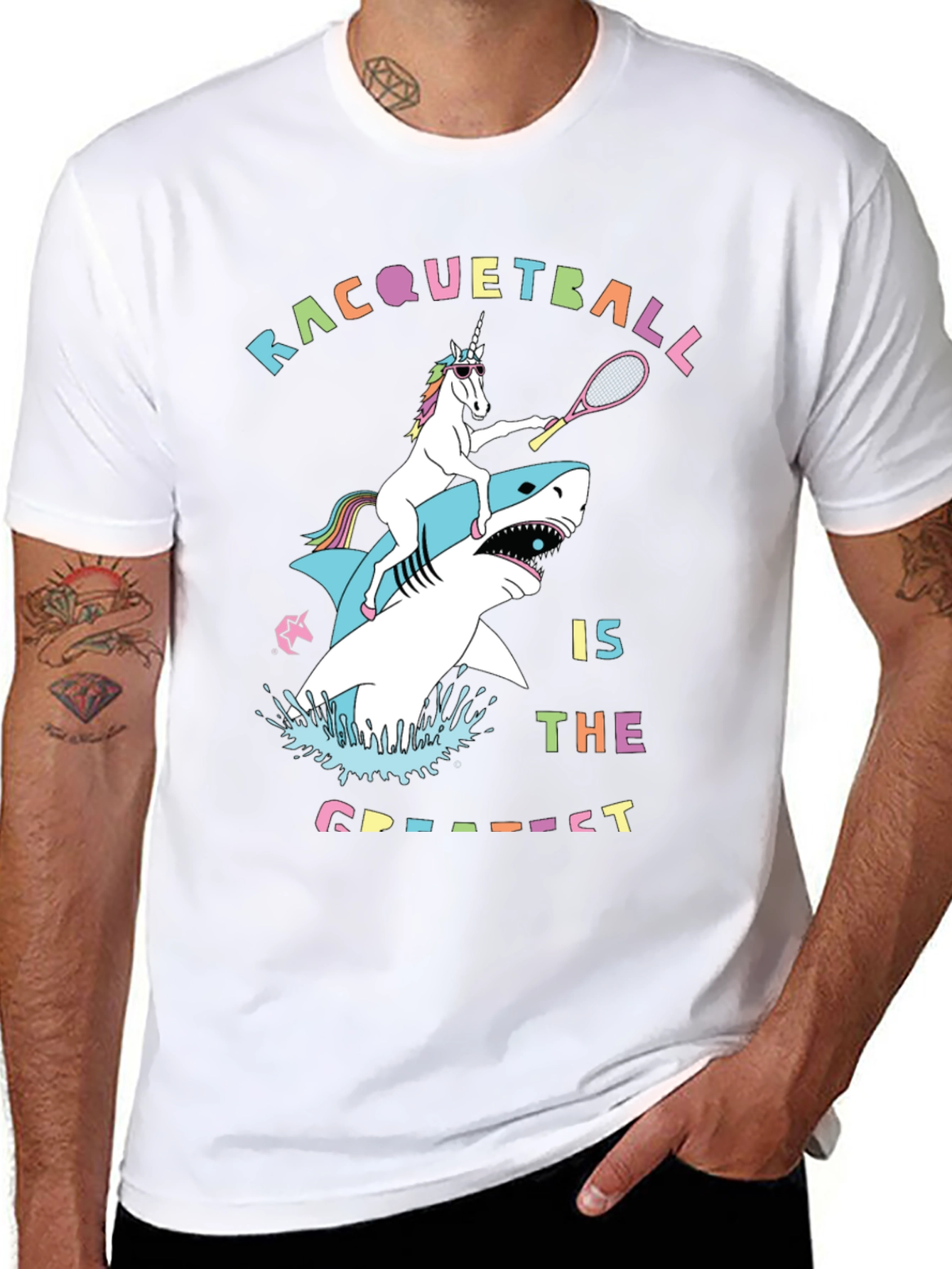 Racquetball Unicorn Shark Graphic Tee