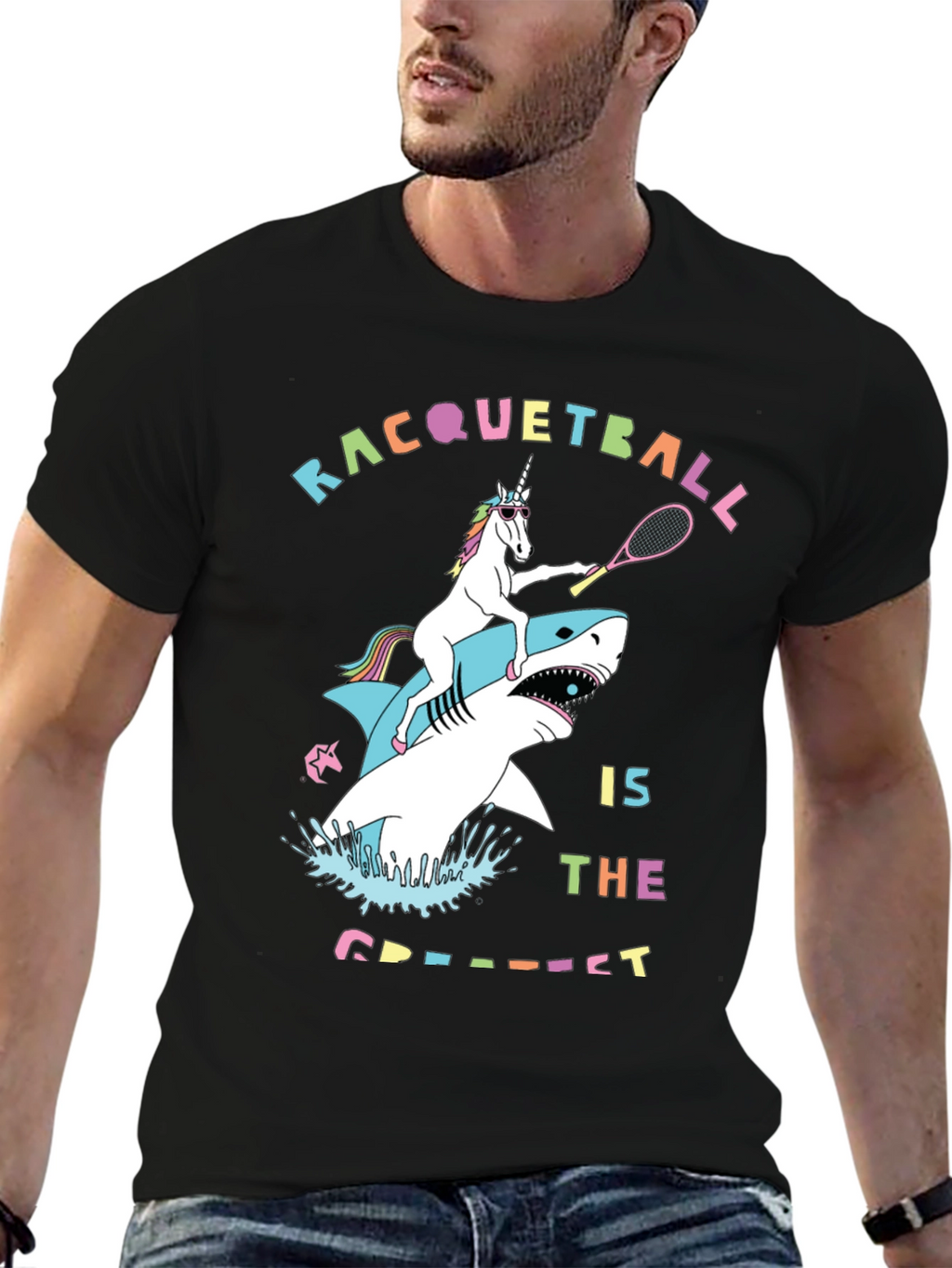 Racquetball Unicorn Shark Graphic Tee