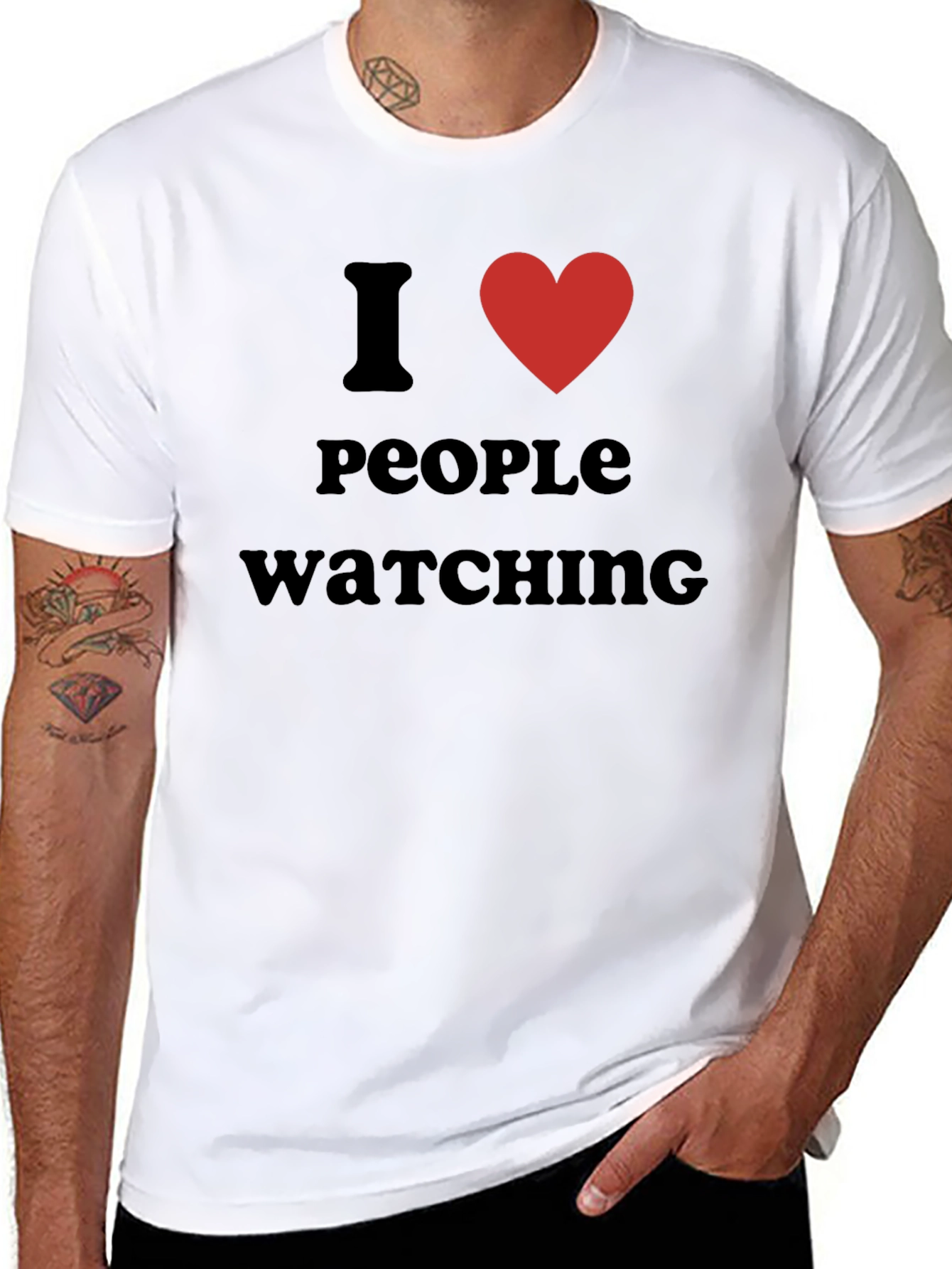 I Heart People Watching Black Graphic T-Shirt