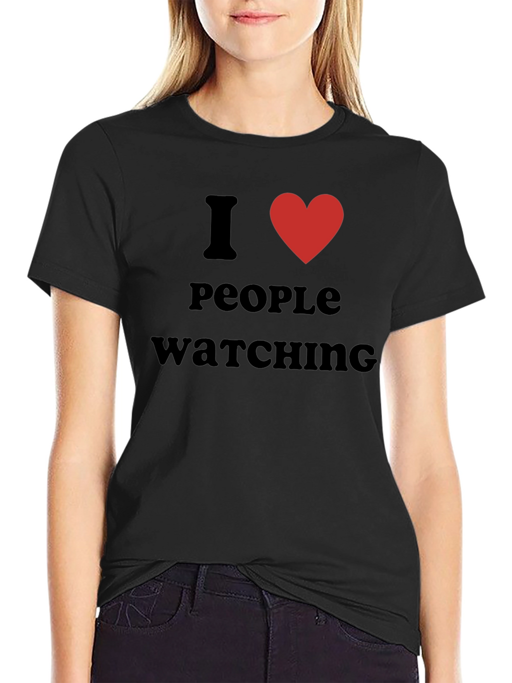 I Heart People Watching Black Graphic T-Shirt