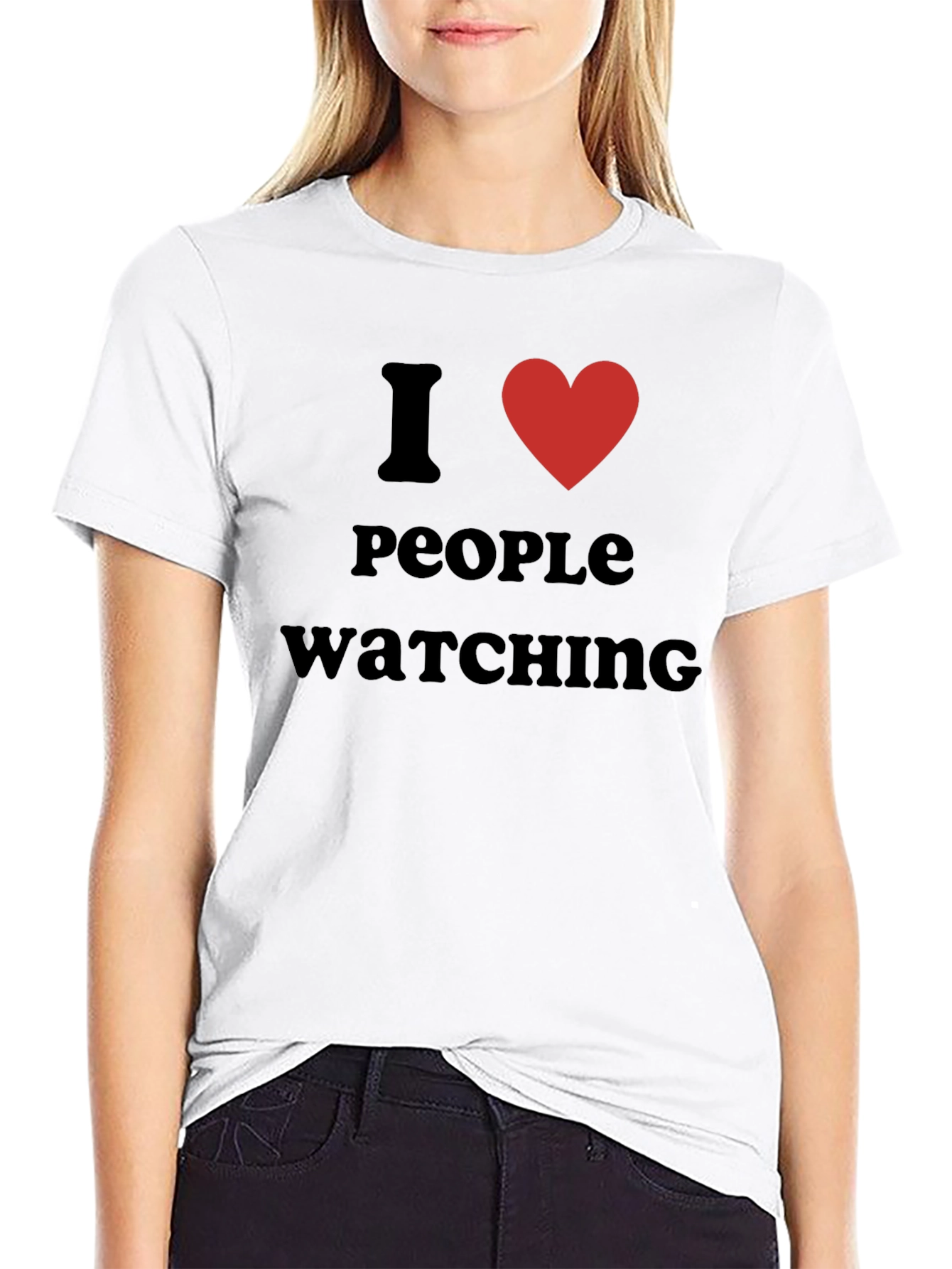 I Heart People Watching Black Graphic T-Shirt