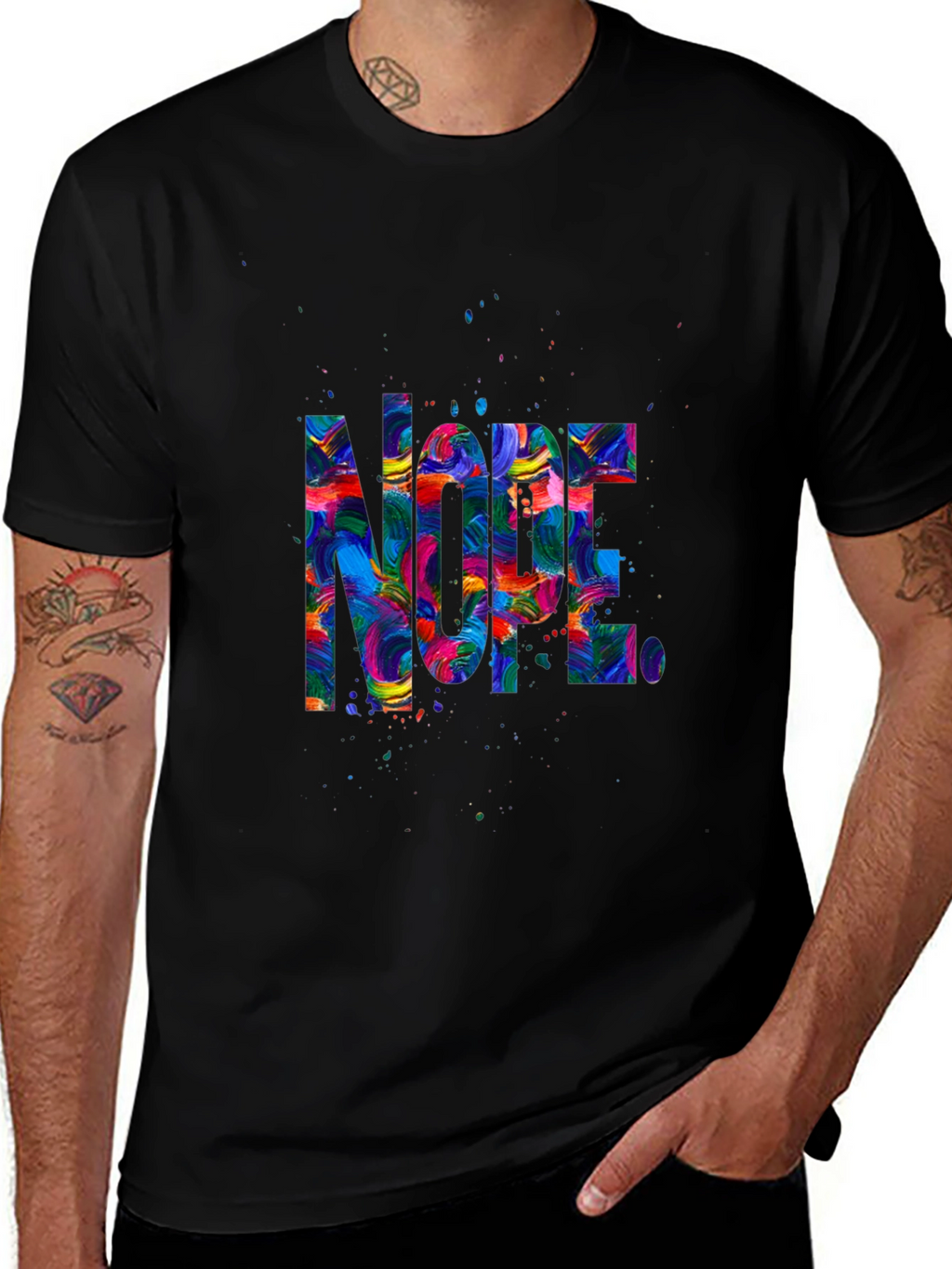 Vibrant Nope Graphic Tee - Mens Black T-Shirt