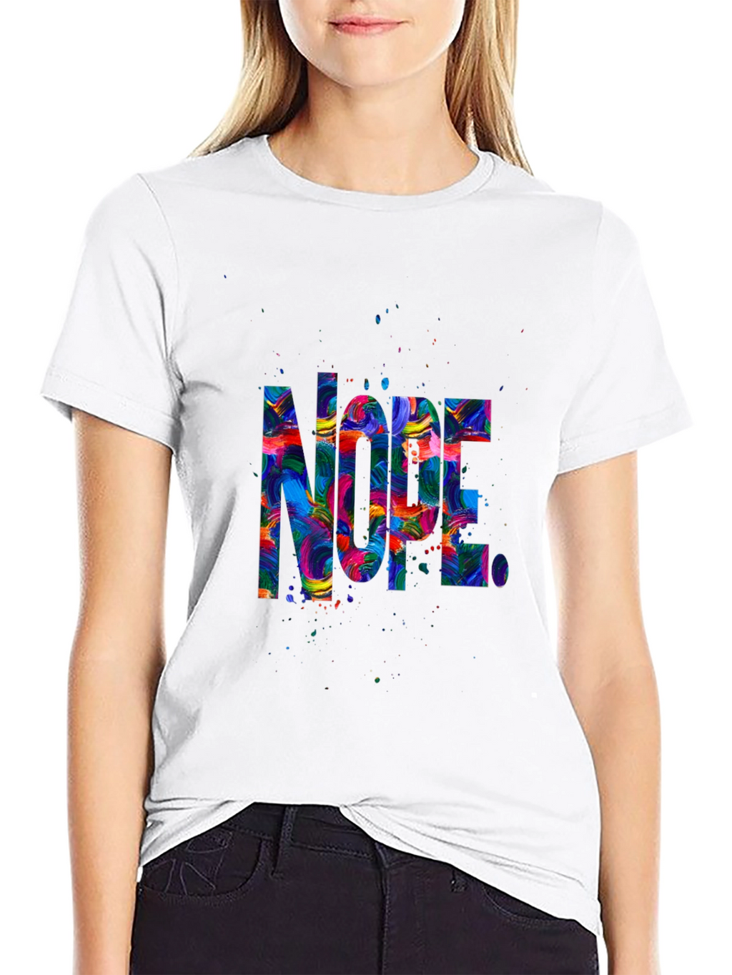 Vibrant Nope Graphic Tee - Mens Black T-Shirt