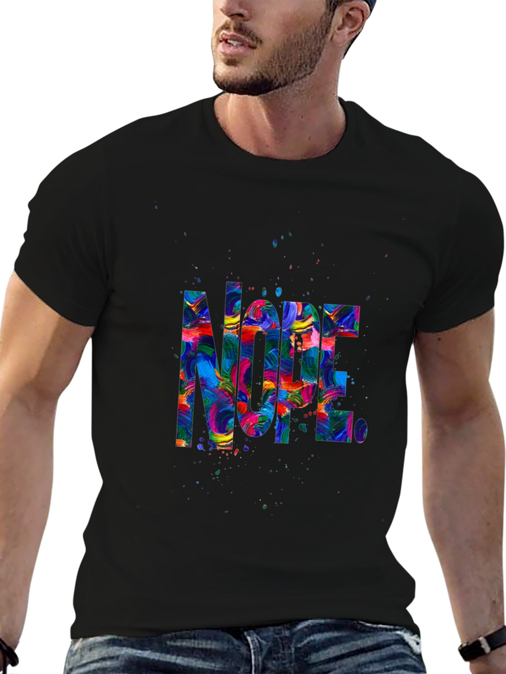 Vibrant Nope Graphic Tee - Mens Black T-Shirt