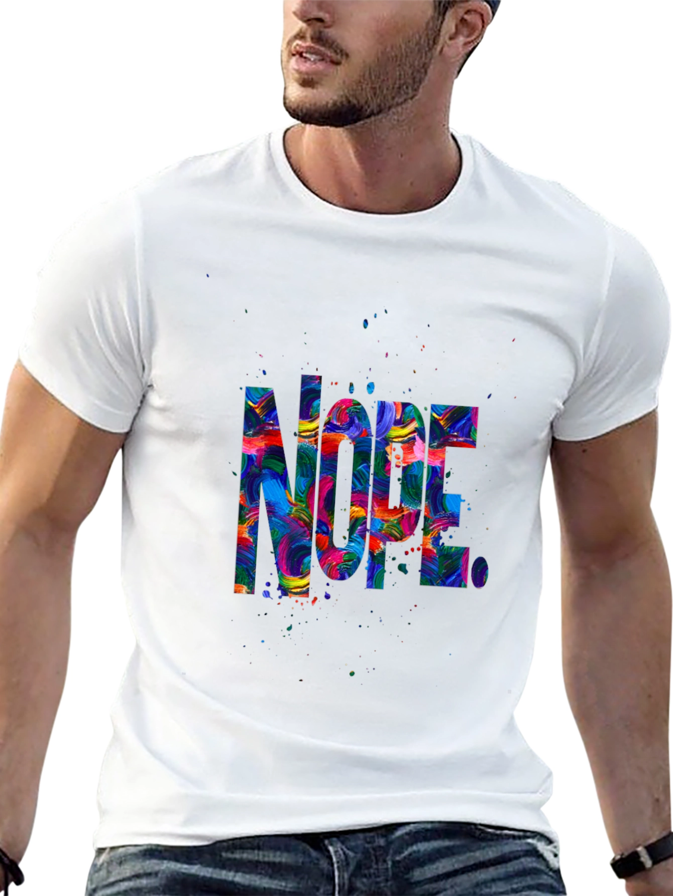 Vibrant Nope Graphic Tee - Mens Black T-Shirt