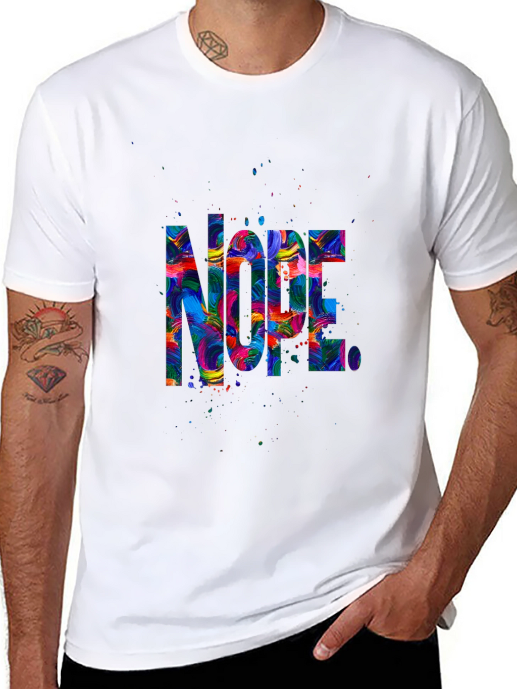 Vibrant Nope Graphic Tee - Mens Black T-Shirt