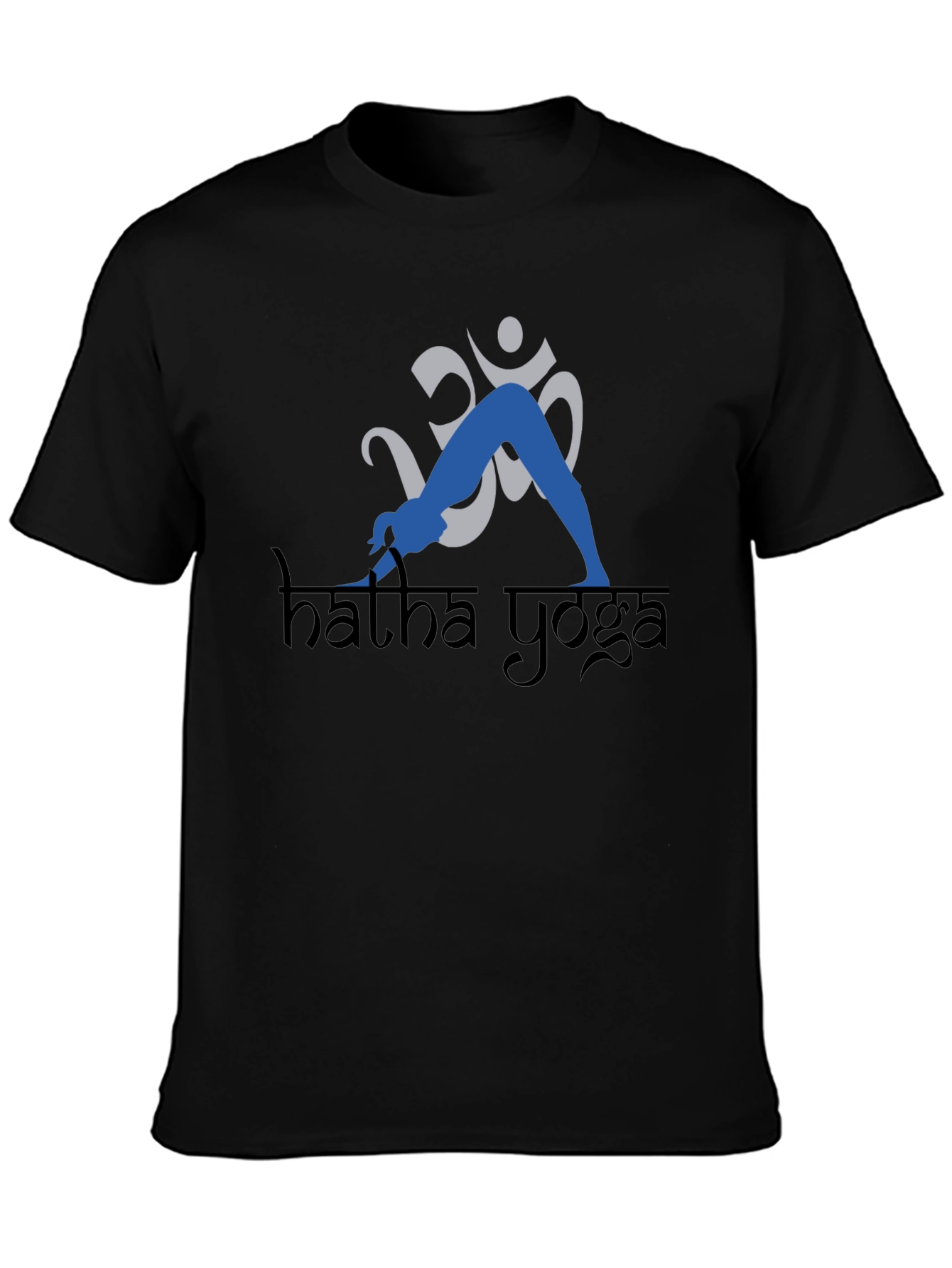 Hatha Yoga Black T-Shirt with Om Symbol