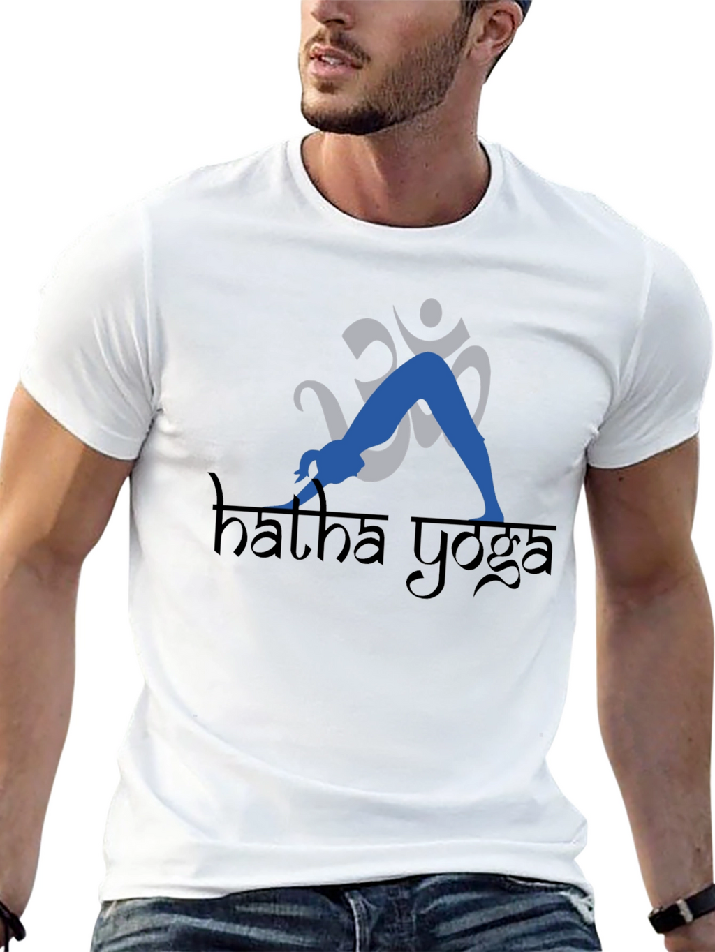 Hatha Yoga Black T-Shirt with Om Symbol