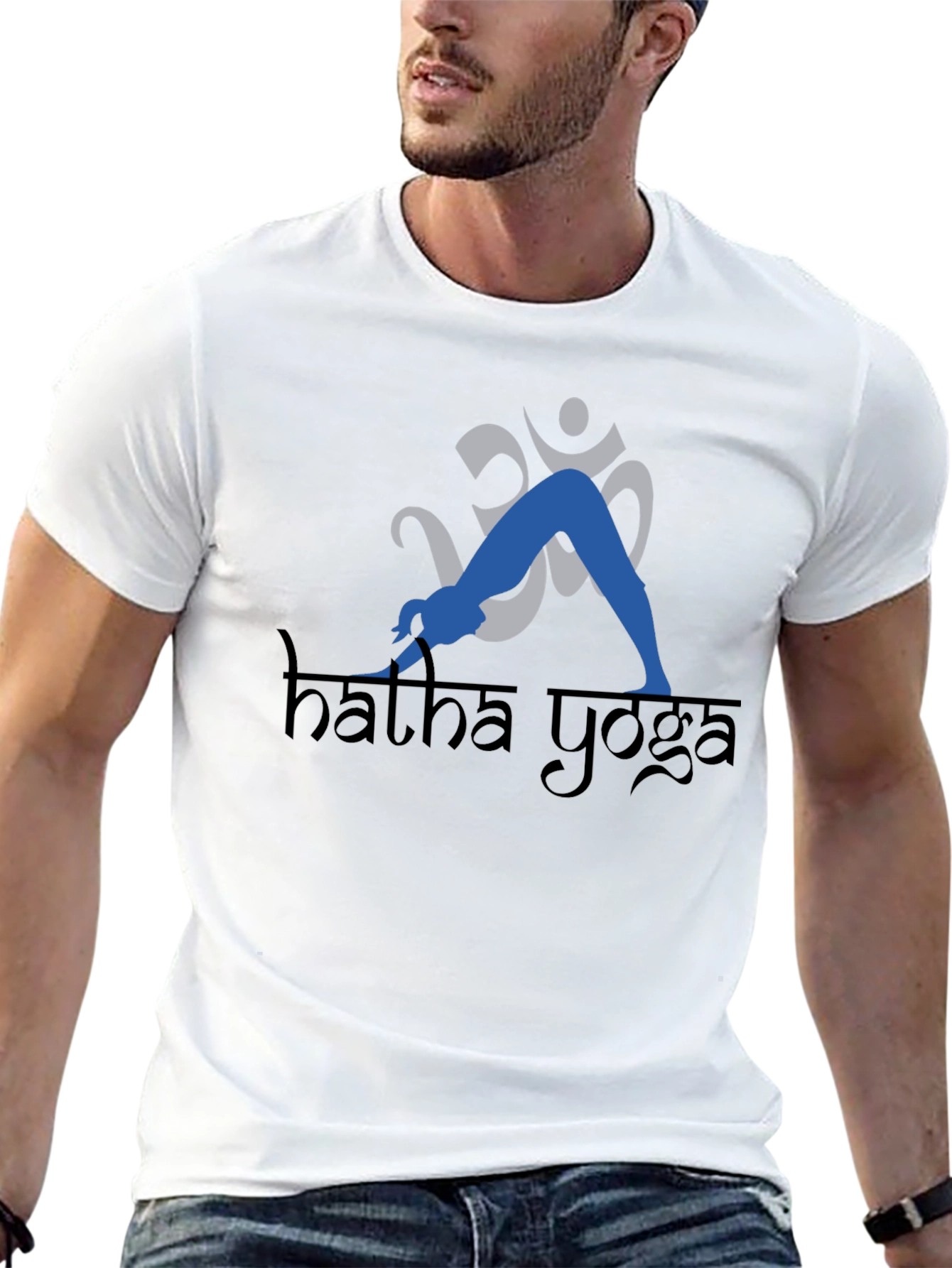 Hatha Yoga Black T-Shirt with Om Symbol