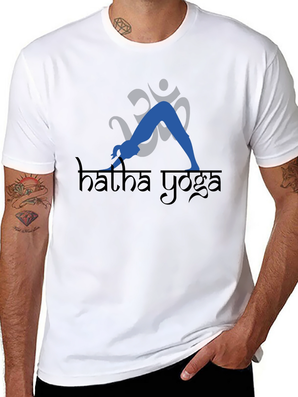 Hatha Yoga Black T-Shirt with Om Symbol